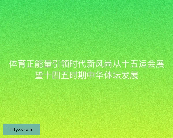 体育正能量引领时代新风尚从十五运会展望十四五时期中华体坛发展