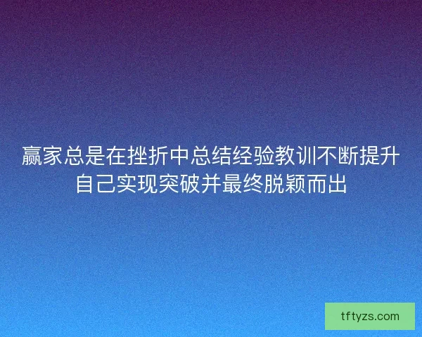赢家总是在挫折中总结经验教训不断提升自己实现突破并最终脱颖而出