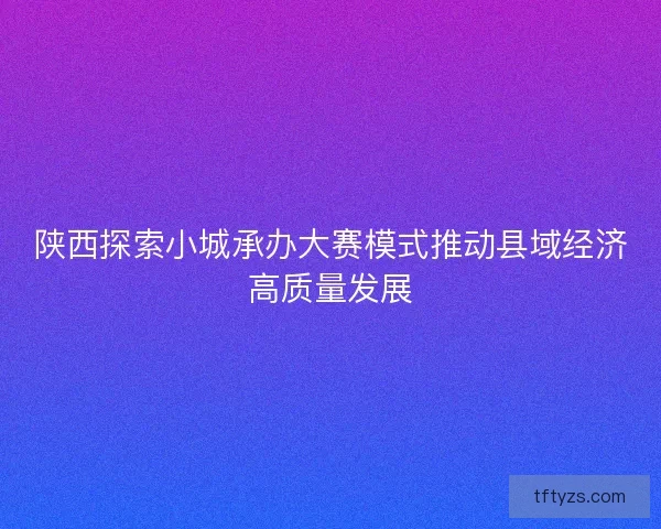 陕西探索小城承办大赛模式推动县域经济高质量发展
