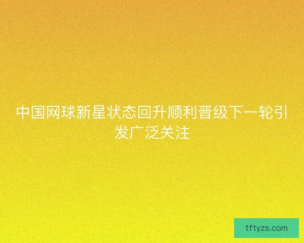 中国网球新星状态回升顺利晋级下一轮引发广泛关注
